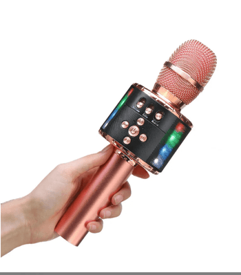 Tekmod 4-in-1 Wireless Bluetooth Microphone Karaoke Handheld Professional Mic in Rose Gold